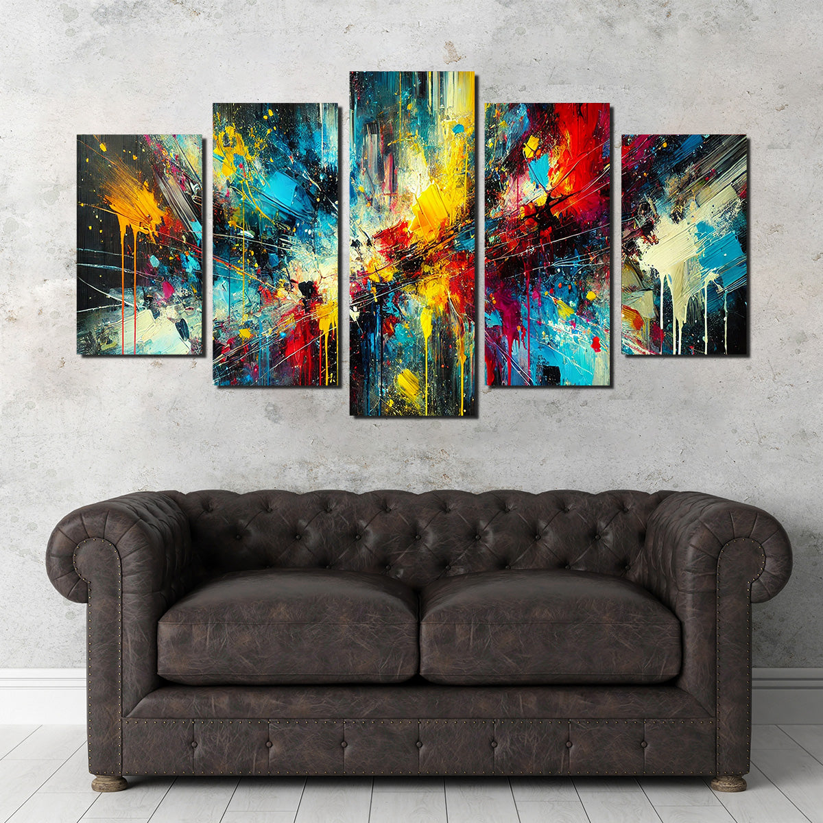 Stunning Dark Brush Stroke and Splashes Wall Art