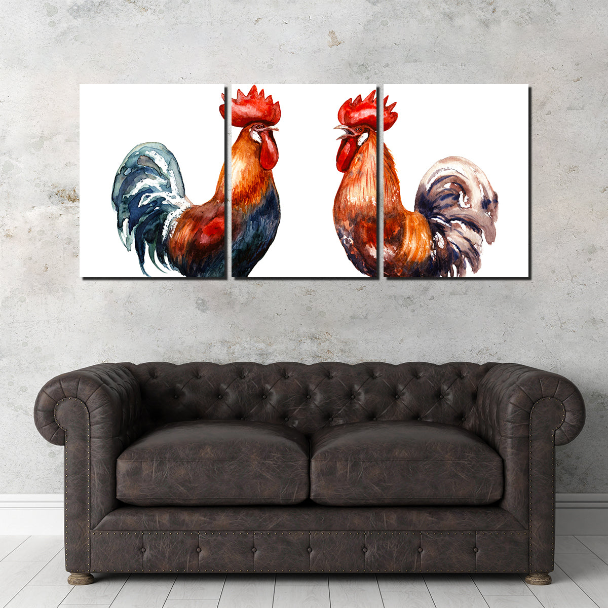 Stunning Two Red Roosters Wall Art for Your Home Decor