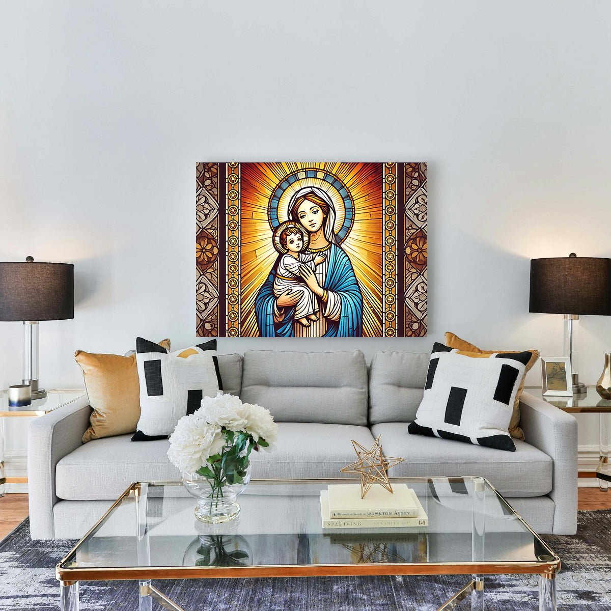 Exquisite Virgin Mary Holding Baby Jesus Wall Art for Stunning Home Decor