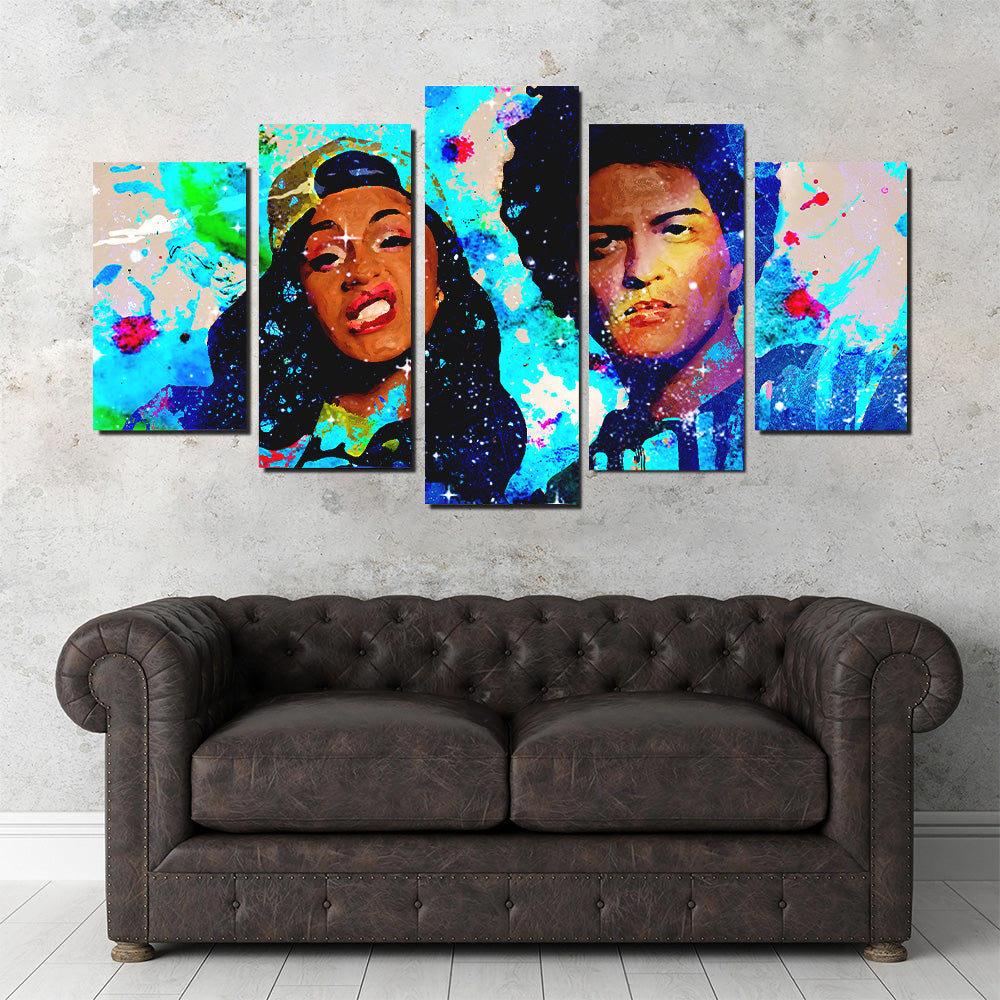 Stunning Bruno Mars & Cardi B Wall Art by Studiodtalk