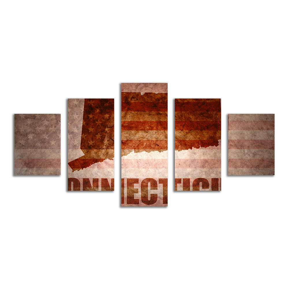 Stunning Connecticut Map on American Flag Wall Art for Your Home Decor