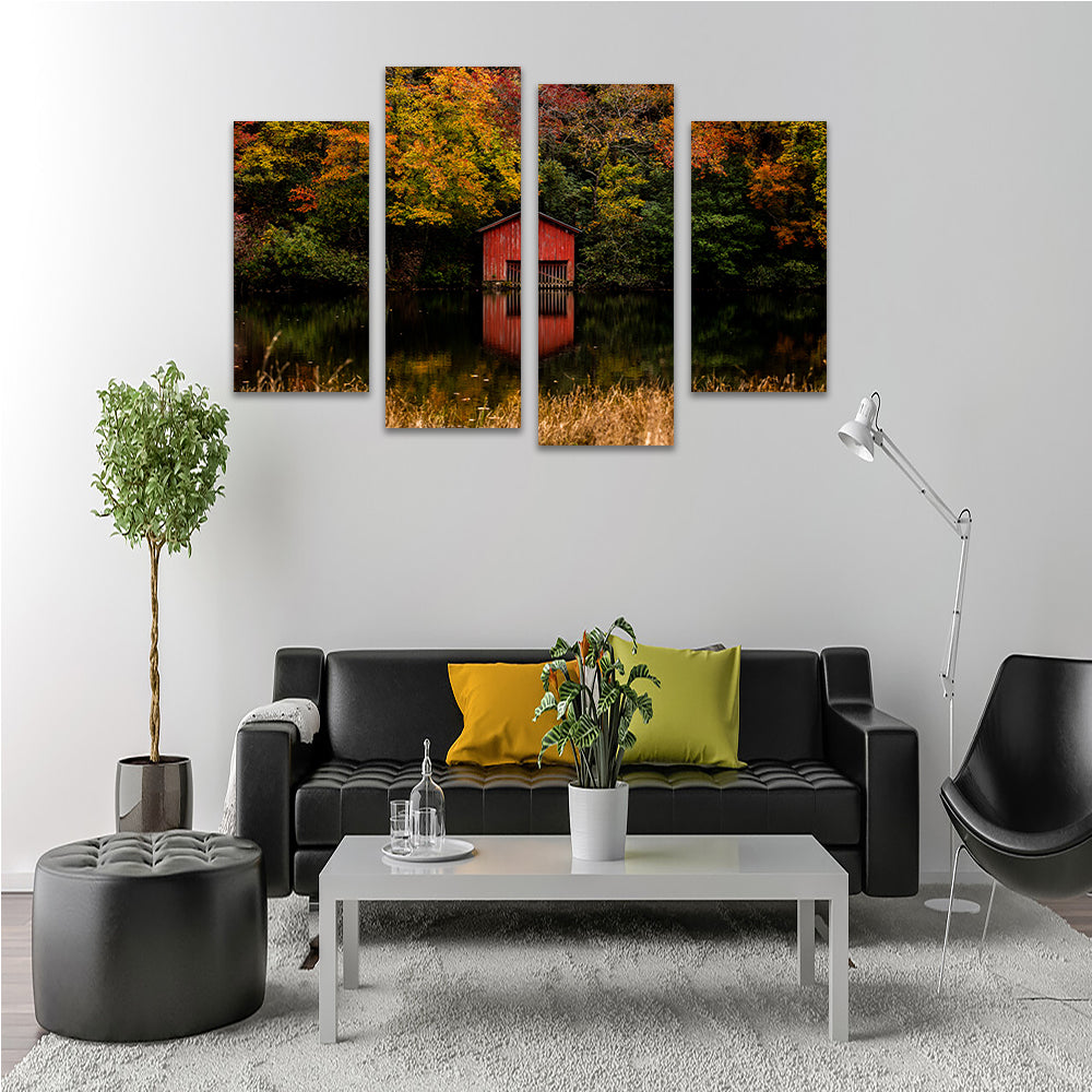 Stunning Red Boat House Wall Art for Your Home Decor
