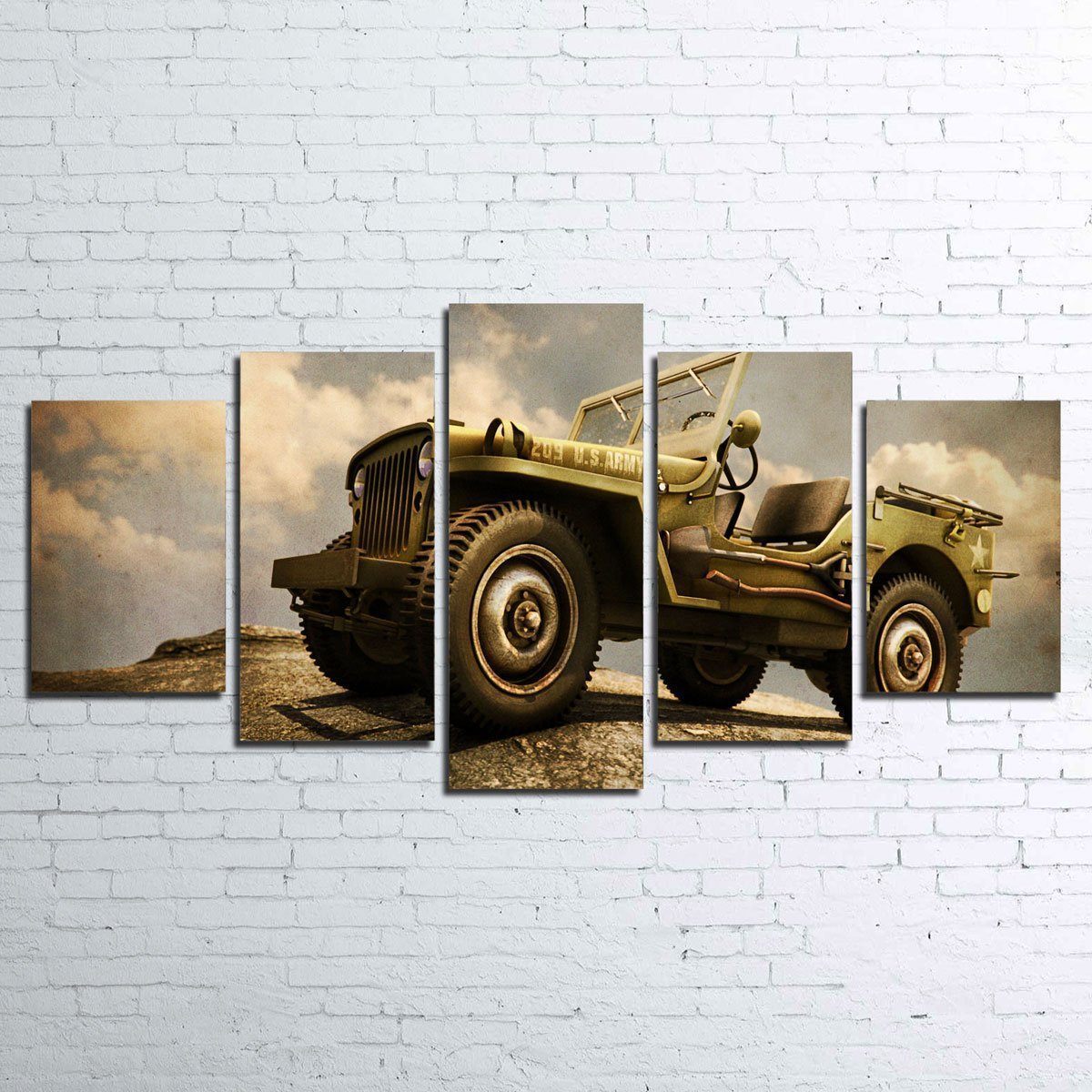 Vintage Willys Military Jeep Wall Art for Rustic Decor